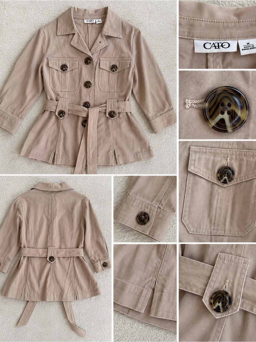 Cato Taupe Utility Belted Jacket